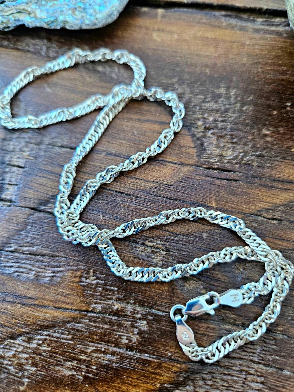 Italian 925 Sterling Silver Twisted Rope Chain Necklace 16" Made in Italy